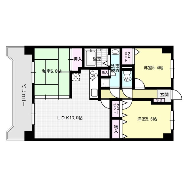 サンリバー博多南Ⅱ 502号室 間取り