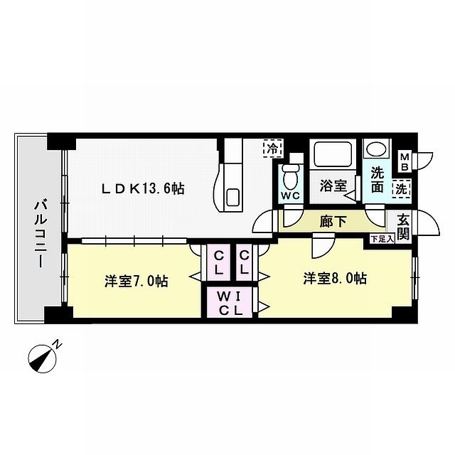 レジデンス御笠川 702号室 間取り