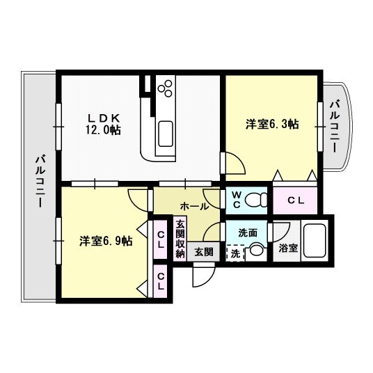 サンルージュ 103号室 間取り