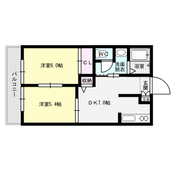 ルシェルブルー大城A棟 202号室 間取り