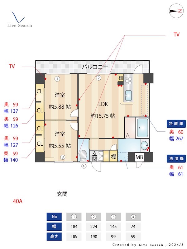 Lindre長丘 201号室 間取り