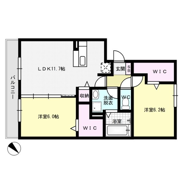 エスポワール水城 101号室 間取り