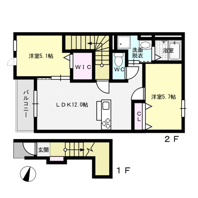 グランレーヴ弥生 202号室 間取り