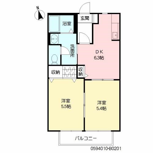 ブライトン麦野B棟 201号室 間取り
