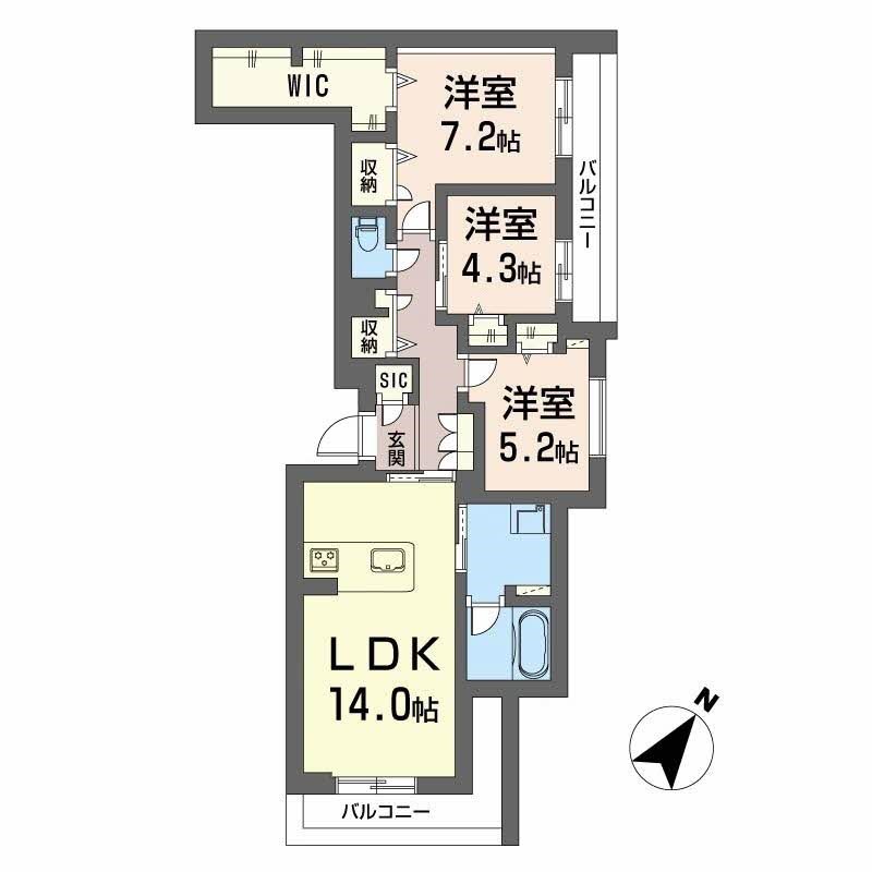 イルマーレ大野城 201号室 間取り