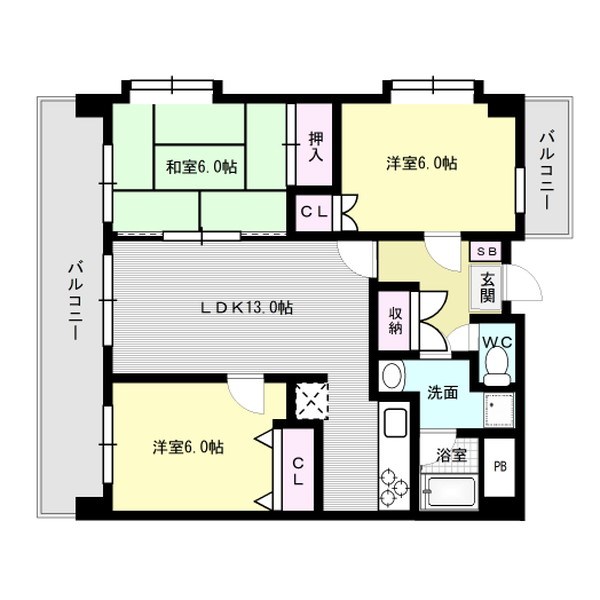プレザント博多南 201号室 間取り