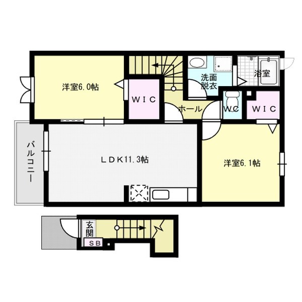シャンドフルールⅠst 203号室 間取り