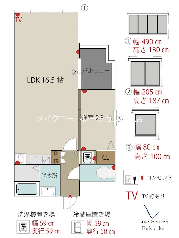 サンクス渡辺通  間取り