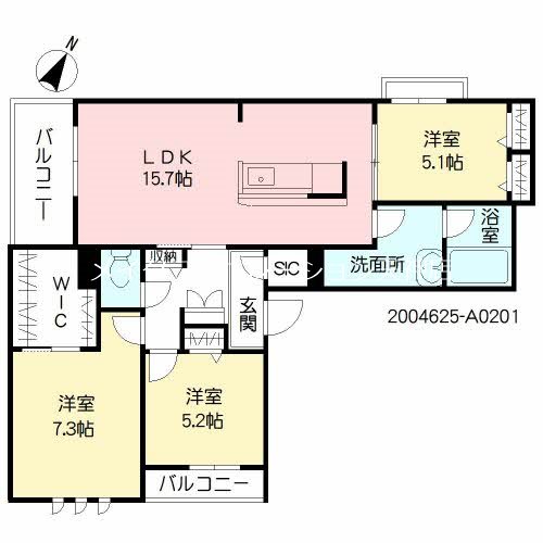 シャーメゾン地行西Ⅲ 間取り