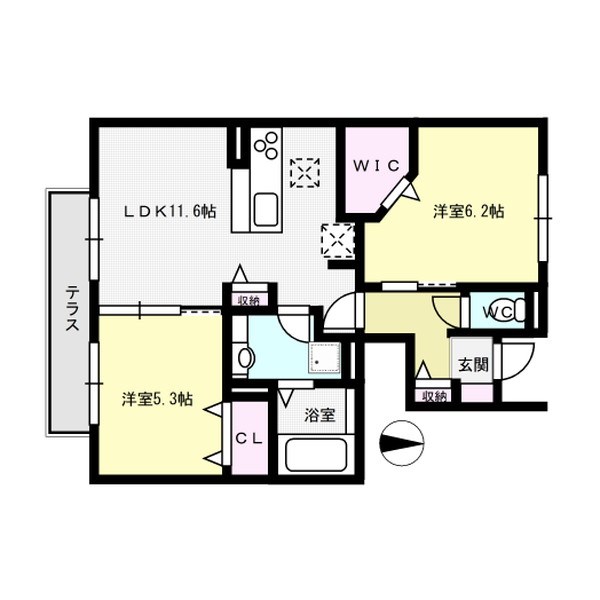 セジュール・プルニエ2 A棟 間取り図