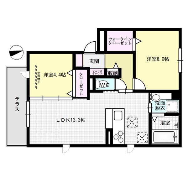 D-room若久 102号室 間取り