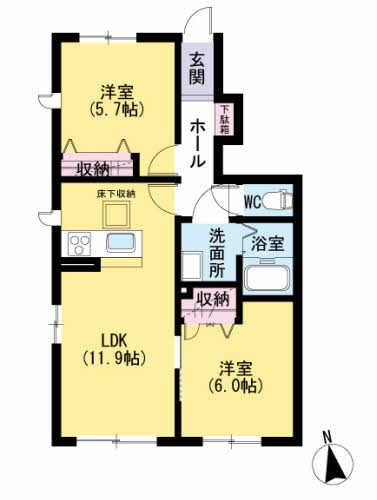 フルール伯玄 103号室 間取り