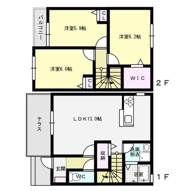 東花畑ガーデンA棟 101号室 間取り