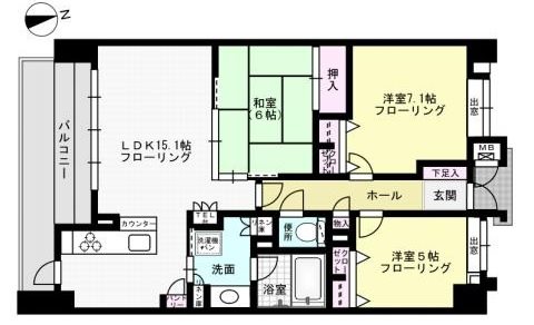 アーサー鳥栖駅グリーンパークス 407号室 間取り