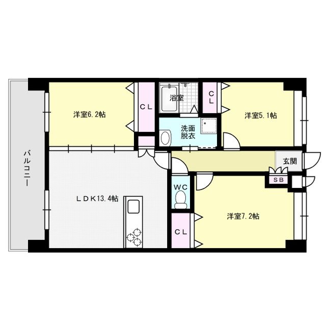 サンルージュ春日 402号室 間取り