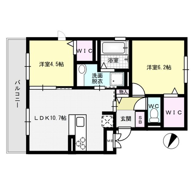 優水B棟 205号室 間取り
