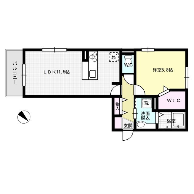 D-room御笠川 203号室 間取り