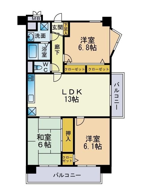 ベルメゾン平尾山荘通り 間取り