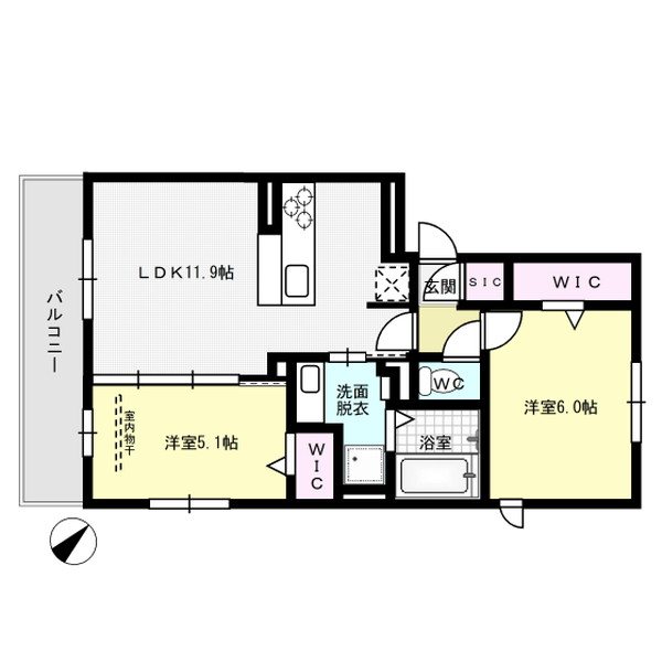 D-roomパークサイド吉塚 201号室 間取り