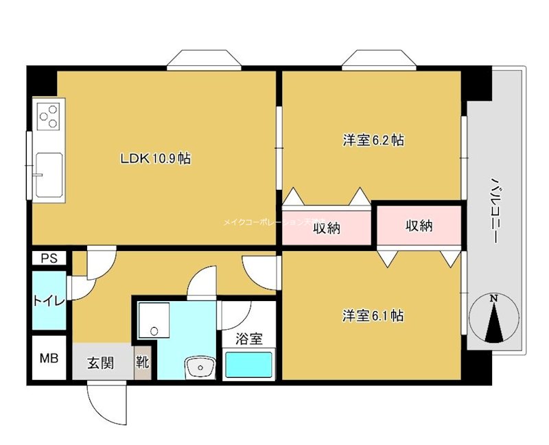 朝日フレール小田部 間取り