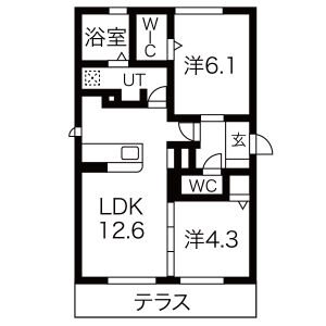 D-room長住北A棟 間取り