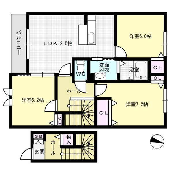 エクセルコート須玖 202号室 間取り