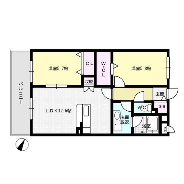 フォリス麦野 202号室 間取り