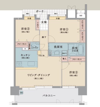 ウェルリバービュー天神  間取り