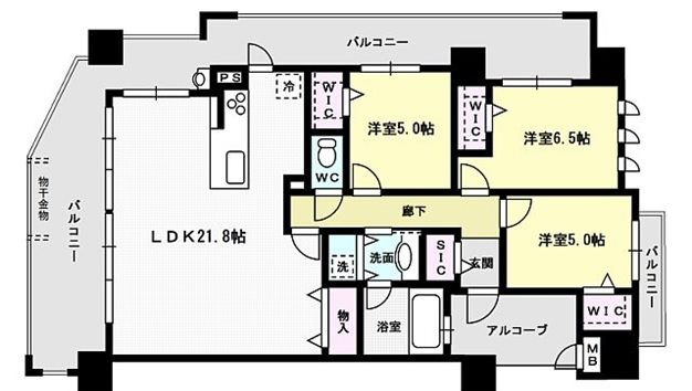 フリーディア大橋プレミアム 201号室 間取り