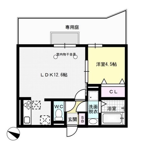 D-room野間大池 106号室 間取り