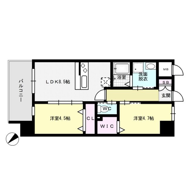 クレセント春日原 702号室 間取り