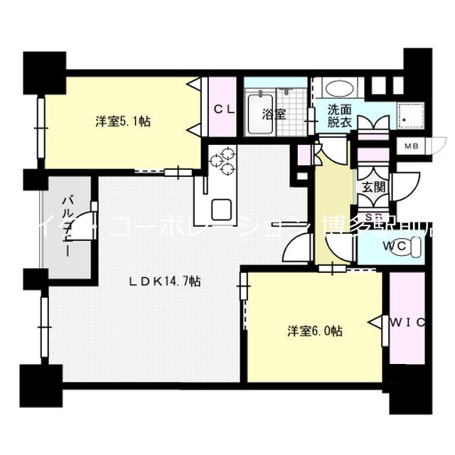 エンクレスト呉服町【Hタイプ】  間取り