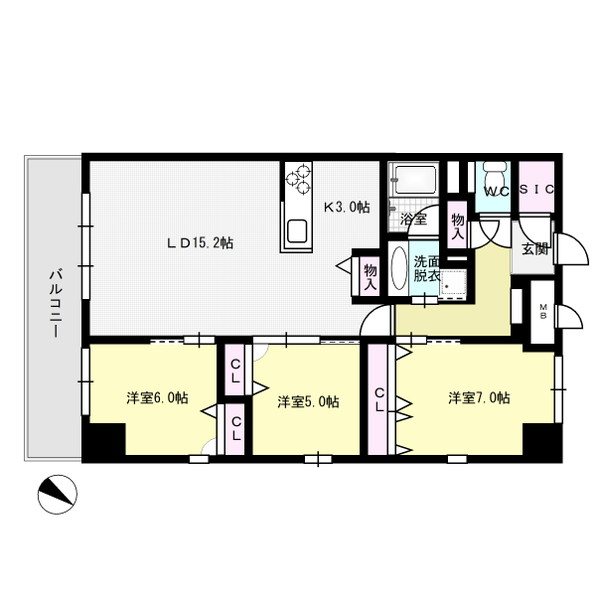 アーバンテム春吉 302号室 間取り