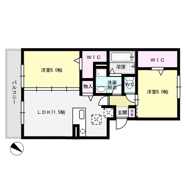 ヴィル・アクシス 302号室 間取り