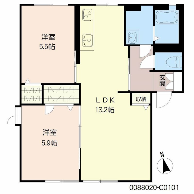 プリモキミC棟Re 101号室 間取り