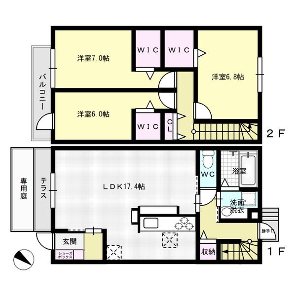 D-room平尾 102号室 間取り