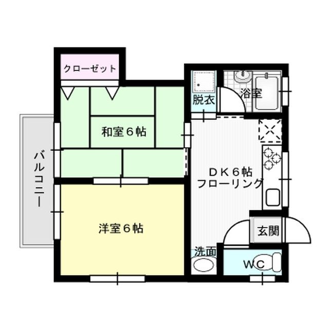 サンライズ春日原 102号室 間取り