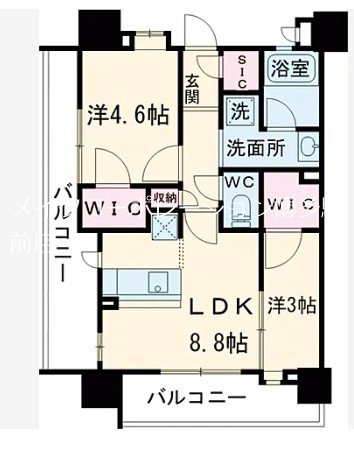 アクタス福岡県庁前グランネクスト　1101 間取り