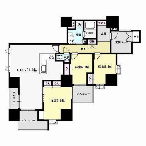 グランドメゾン百道プレイス 間取り