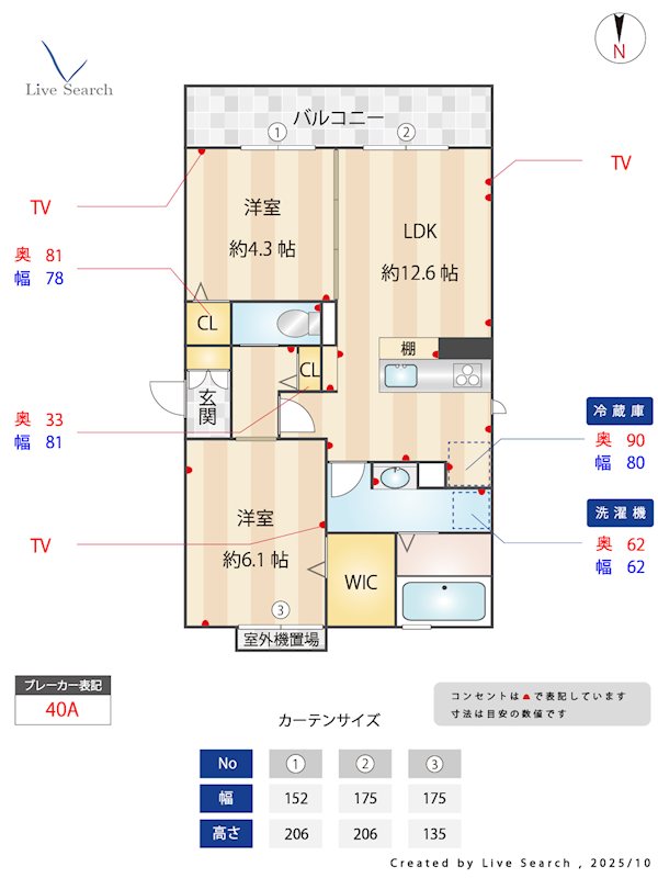 D-room長住北A棟 302号室 間取り