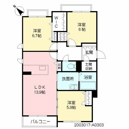 ボナ ベレオ 303号室 間取り