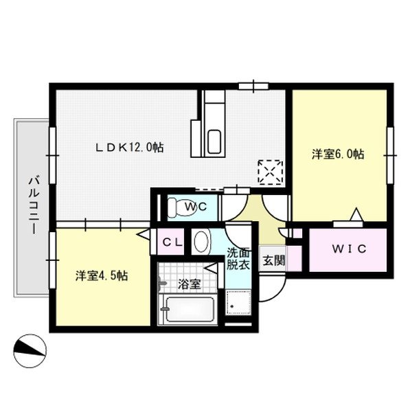 グランドハイツB棟 202号室 間取り