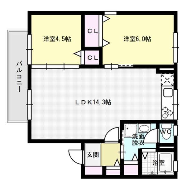 セジュールKAZ C棟 207号室 間取り