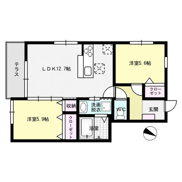 クレベール8 B棟 102号室 間取り