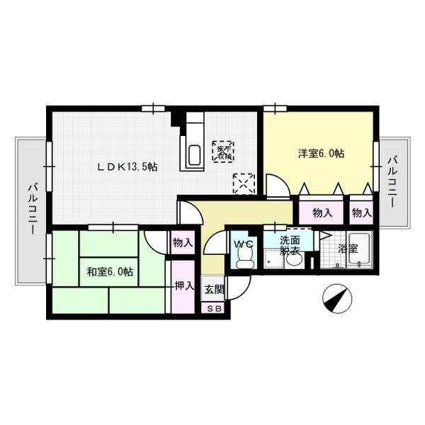 セジュール白水 105号室 間取り