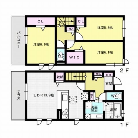 Avenir　cour　A棟 間取り