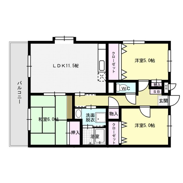 ビューテラス那珂川 203号室 間取り