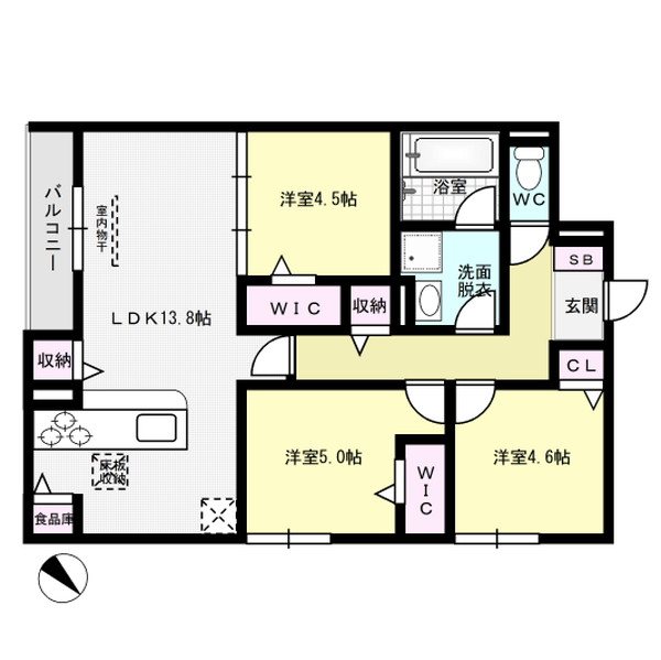 トリシア東大利 201号室 間取り