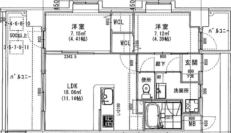 ラシュール・イン大橋Ⅱ 間取り