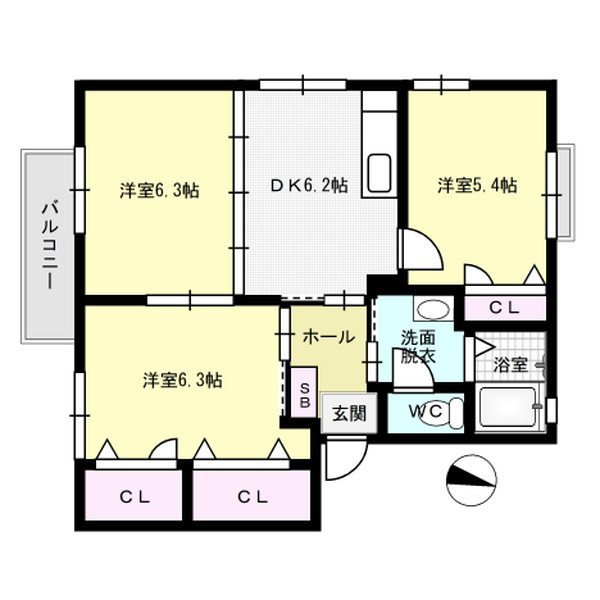 メゾン・メルヴェーユC棟 202号室 間取り